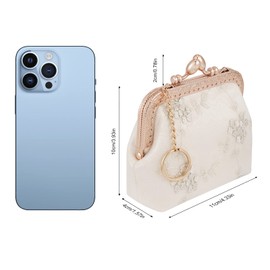 Firclfuy Fabric Coin Purses for Women Girls Elegant Purse Portable Embroidered Lace Small Purse with Key Ring Coin Purse Coin Bag Wallet for Women Gifts, White, Modern