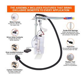 SP128B1H Electric Fuel Pump Assembly, For Roadmaster Caprice Impala 1994-1996 V8 4.3L/5.7L Sedan, Replace OE# A25013, FLS1072