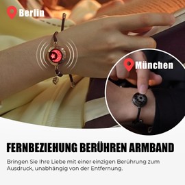TOTWOO Couple Bracelet Couple Gifts Partner Bracelets with Touch Long Distance Relationship Gift for Long Distances Love Vibration & Light Up Bluetooth Pairing Jewellery, Black + Golden, Stainless