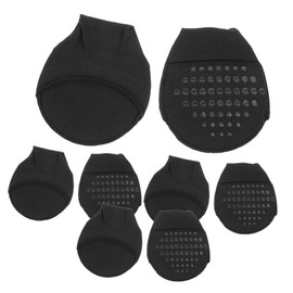 KOMBIUDA 1set Forefoot Pad Socks Toppers Heel Women Shoes Toe Liners Black Cotton 4pairs