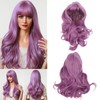 Peluca de Pelo Largo Morado, Fibras, Agarre Suave, Elasticidad Ajustable,