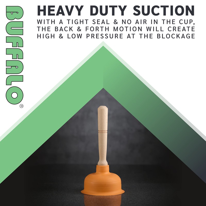 Buffalo - Premium Orange Cup Drain Plunger - Heavy Duty