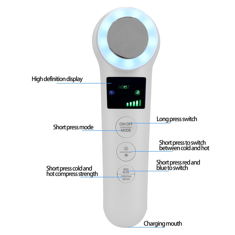 Hot Cold Face Massager Handheld Facial Vibration Massager Red Blue
