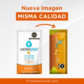 Pack de 60 Unidades - 6gr por Unidad - Electrolitos en Polvo Soluble 600ml | Sabor Naranja Mandarina | Sin Calorias, Sin Azucar, Libre de Gluten y Vegano | 6 gr de Polvo en Sobres | HIDRA2GO
