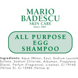 Mario Badescu shampoo de huevo multiusos para todo tipo de cabello y piel shampoo y gel de baño que limpia y nutre Formulado con proteínas de clara de huevo, 236 ml