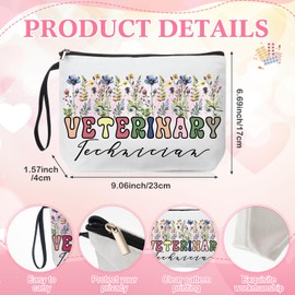 Kacctyen Veterinary Gift Vet Tech Women Veterinarian Appreciation Gifts Glass Cup with Lids and Straws Makeup Bag Keychain for Veterinarian, Veterinary Week