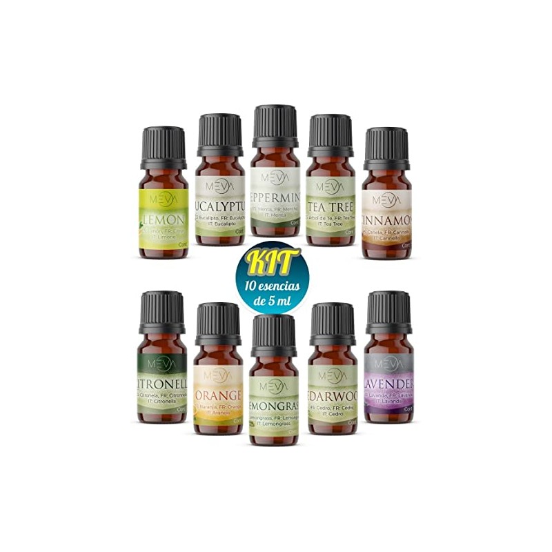 MEVA kit de 10 aceites aromaterapia difusor de aromas humificador