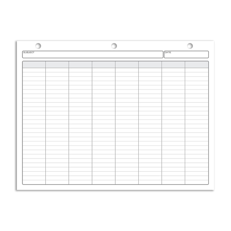 BookFactory 8 Column Columnar Pad/Eight Columns Notepad Format - 50