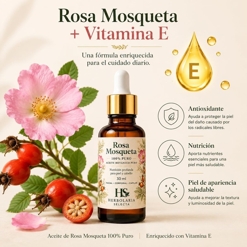 Aceite de Rosa Mosqueta 100% Puro 30 ml con Vitamina