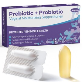 Vaginal Probiotic Suppositories, Prebiotic Infused with Hyaluronic Acid, Tea Tree, and Vitamin C&E, pH Balance Support Formula Fights Dryness, Odor and Discomfort, Restore Feminine Health(12 Counts)