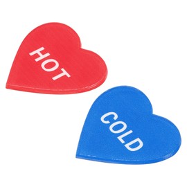 PATIKIL Self Stick Hot/Cold Water Label, 5 Pairs/10 Pack Acrylic Heart Shape Sticker Signs for Faucets Sinks, Red/White, Blue/White