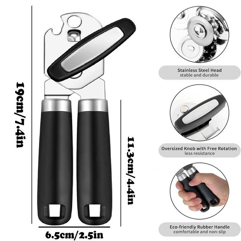 FEISHIONG Can Opener Manual,Handheld Can Openers with Big Effort-Saving Knob,Manual