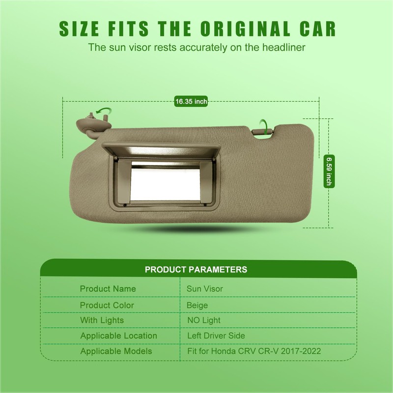 Left Driver Side Sun Visor for Honda CRV 2017 2018