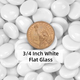 RUOJAS 1LB White Flat Glass Marbles for Vases, Gemstone Beads Vase Filler Decorative Glass Pebbles for Fish Tank, DIY Crafts, Aquarium Decor Rocks