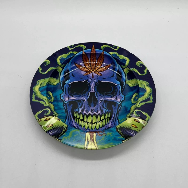 Decorative plate skull Printed Game Table Side Table metal plate