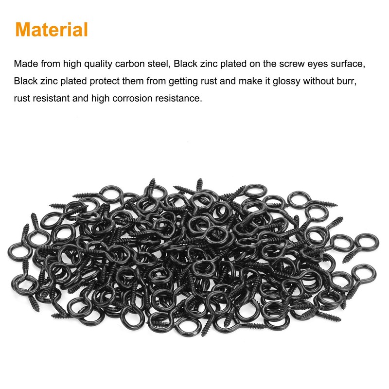 Powlankou 160 Pieces 1 inch Screw Eyes, Black Zinc Plated