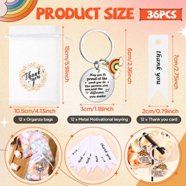 Neptniopllab Thank You Gifts Appreciation Keychain+Card+Bag for Coworker Employee Team Staff, White, 36Pcs