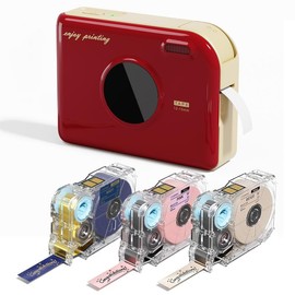 Phomemo A30 Thermal Transfer Ribbon & Label Printer – Bluetooth Portable Label Maker for DIY Gift Wrapping, Decorative Ribbon Printing, Ideal for Holidays, Weddings, Birthdays, Crafts & Small Business, Compatible with Phones & PC:_Red+3 Ribbon