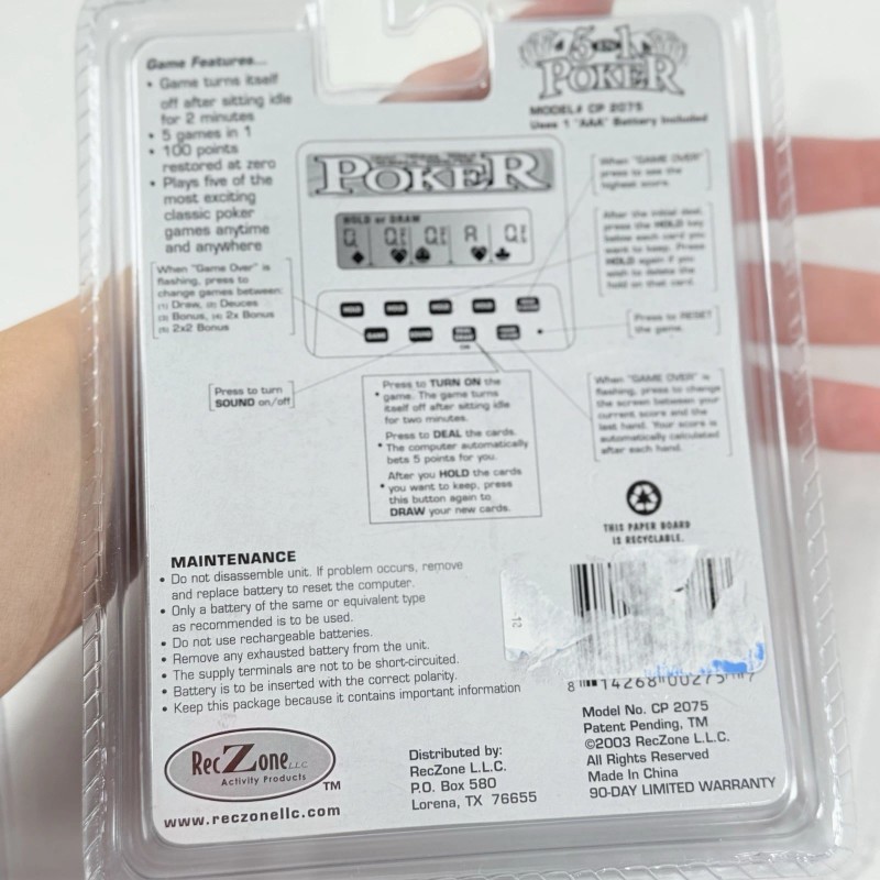 RecZone Electronic Handheld Classic 5-in-1 Poker Game CP2075