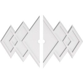 Ekena Millwork CMP40X26ZE2-02000 Zoe Architectural Grade PVC Contemporary, Two Piece Urethane Ceiling Medallions 40"W x 26 5/8"H x 2"ID x 12 1/2"C x 1"P