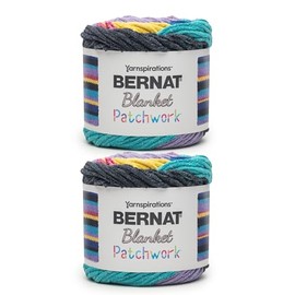 Bernat Blanket Patchwork 90S Vibe Yarn - 2 Pack of 300g / 10.5oz - 100% Polyester - #6 Super Bulky - 220Yards - Knitting/Crochet
