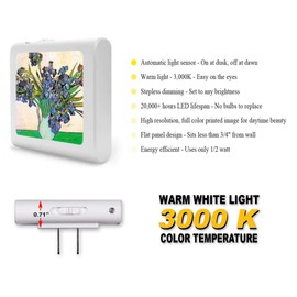 Plug in Dimmable LED Night Light with Dusk to Dawn Auto Sensor, Adjustable Brightness, Warm Light, Auto On-Off Nightlight for Bathroom, Hallway, Nursery, Bedrooms - Van Gogh: Vase and Irises