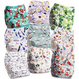 Littles and Bloomz Reusable Nappy, Standard Popper, 9 Nappies, FLP2-0907
