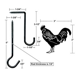 Pepperell Crafts Decor Hooks Designer Series (Rooster) Indoor/Outdoor Weather Resistant