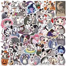 50 Pcs Cartoon Possum Stickers Decals Funny Latin America Animal Possum Waterproof Vinyl Opossum Sticker Girls and Boys Kids Gifts Water Bottle Laptop Scrapbook Kids&Classroom Prizes (Opossum)