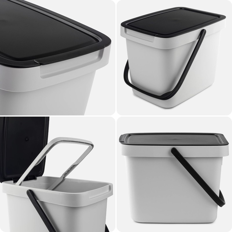 KADAX Waste Bin with Lid and Handle, Plastic Waste Bin,