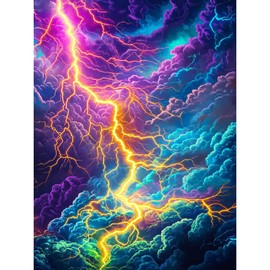 Diamond Art Kits for Adults Lightning, DIY 5D Diamond Painting Kit for Beginners Thunder, Full Round Drill Gem Art Dots for Adults, Perfect for Home Wall Decor 12X16 Inch