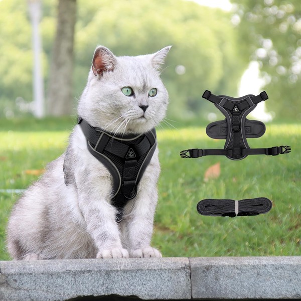 Adjustable Cat Harness, Breathable, Reflective Fabric, Tip for Outdoor Walking,