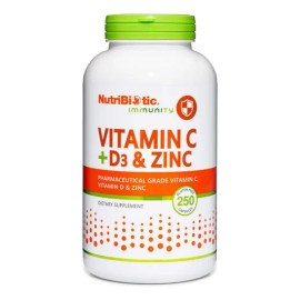 Nutribiotic Vitamina C, D3 y Zinc para Apoyo Inmunológico, 250 Cápsulas