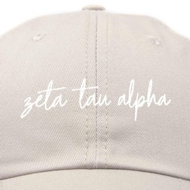 DALIX Zeta Tau Alpha Sorority Hat - Gorra de béisbol Cursiva para Mujer, Beige, Talla única