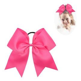 CN Large Cheer bow 8" Girls Ponytail Holders Jumbo Teams Cheerleaders Hair Bows Competition Sports Elastic Hair Ties Accessories (Hot pink)