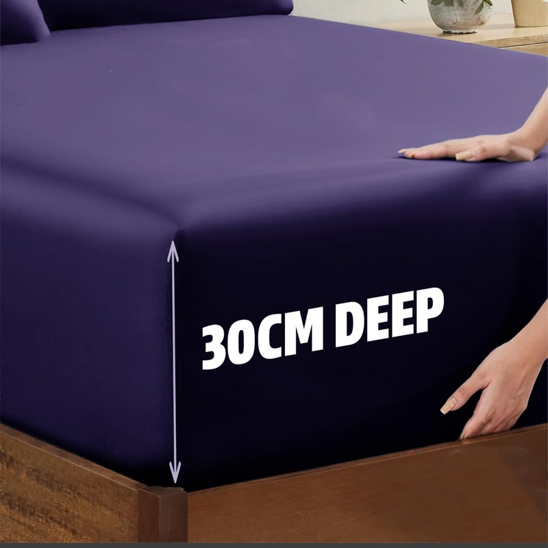 AL NOOR HOME Premium Navy Blue Fitted Sheet - 100%