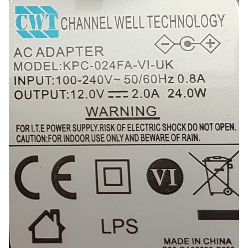 Genuine CWT 12V 2A (24W) AC Adapters For CCTV Cameras,