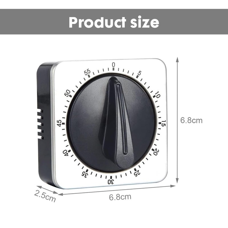 Wzhtuzi Kitchen Timer Magnetic Stainless Steel Square Kitchen Alarm Clock