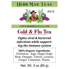 HERB MAN TEAS FLU COUGH COLD TEA proven to fight viral infections in the respiratory system