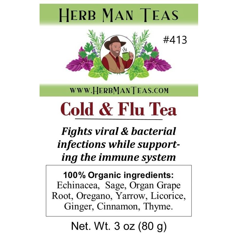 HERB MAN TEAS FLU COUGH COLD TEA proven to fight