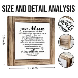 Gift to My Man, Husband Gift from Wife, Boyfriend Gift, Decorative Plaque Box Sign, Romantic Decor for Anniversary, Valentines Day Gift for Him, Sentimental Poem Gift for Husband on Wedding