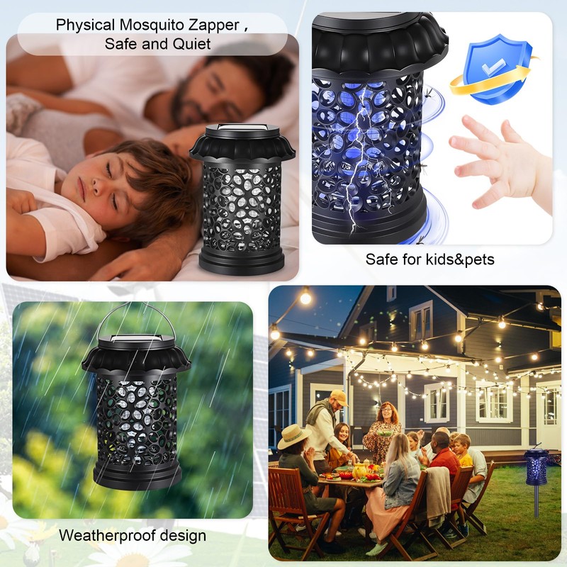 Qualirey 2 Pack Solar Bug Zapper for Outdoor & Indoor,