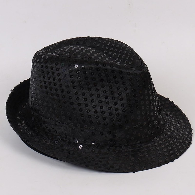 Zhzrche Sequin Hat Glitter Solid Color Dance Jazz Hat Western