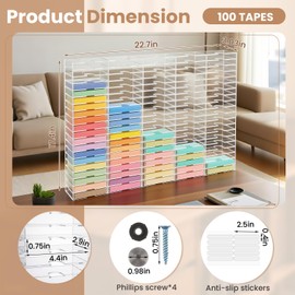 DoubleFill 100 Slot Clear Acrylic Cassette Tape Storage for Easy Sorting and Organizing of Cassette Tapes, Stamp Pads, Playing Cards, Card Decks and More, Holder for Desktop, Wall Mounted