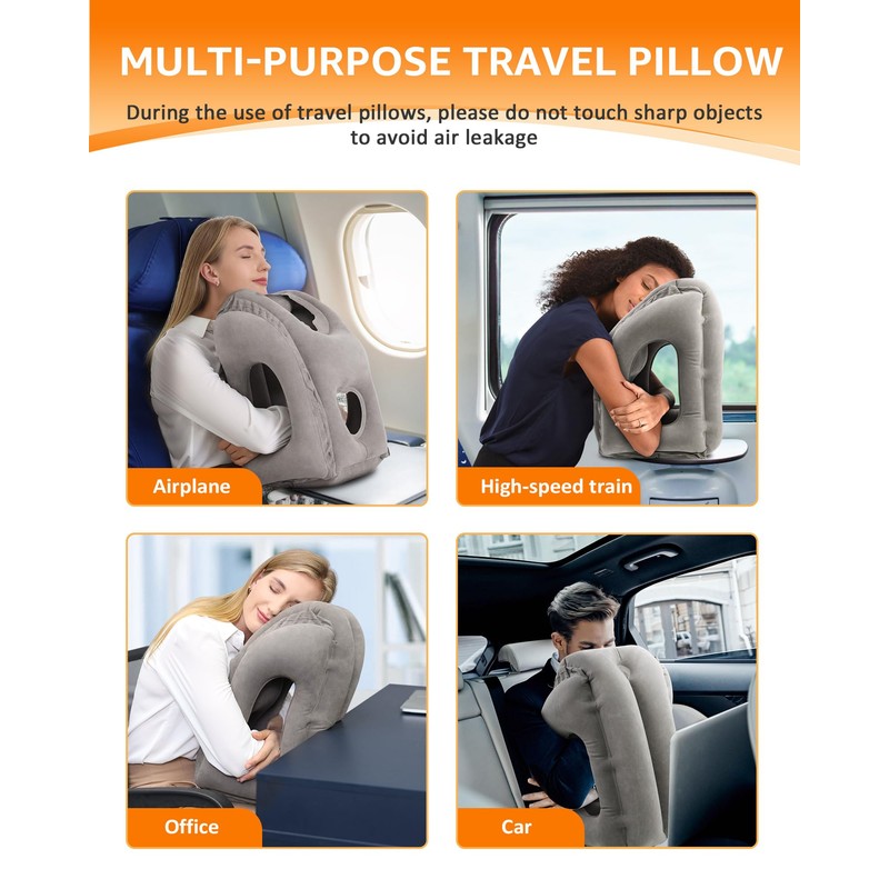 Sunany Travel Pillow, Inflatable Neck Pillow Used for Airplanes/Cars/Buses/Trains/Office Napping