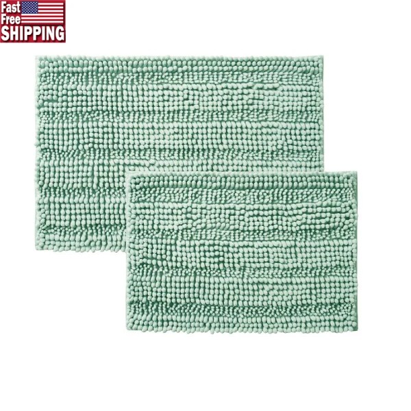 Unbranded Textured Chenille Noodle Bath Rug Set Non Slip Soft