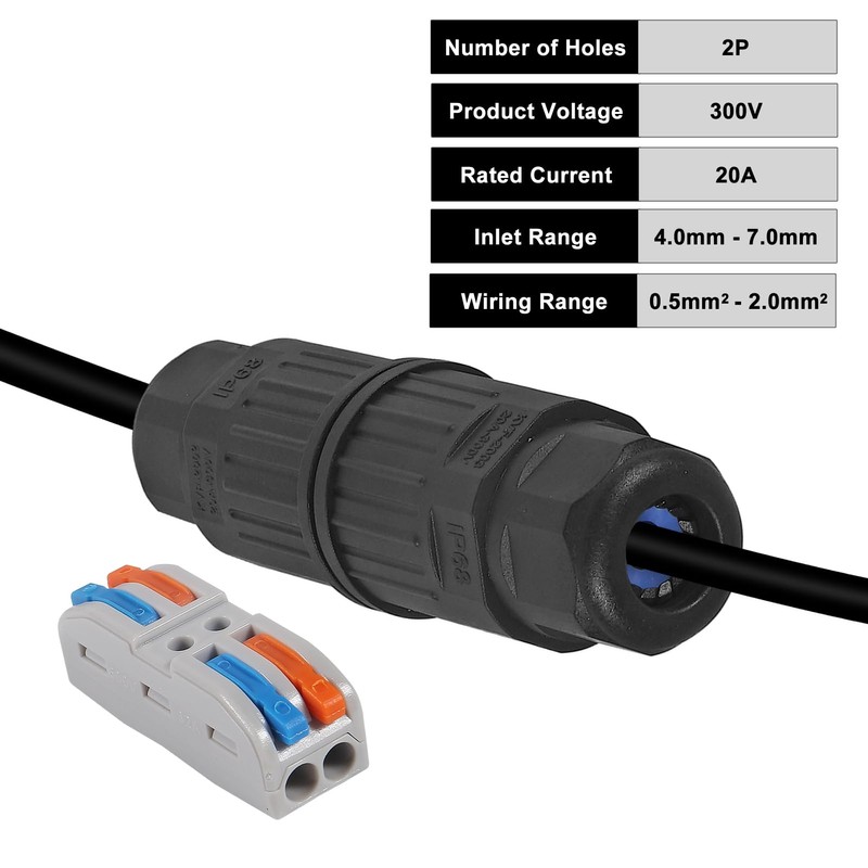 4pcs IP68 Outdoor Waterproof Junction Box, 2 Way Electrical Cable