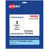 Avery Matte White Rectangle Labels, Sure Feed Technology, 2.5" x