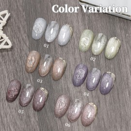 emigoro Magnetic Gel, Gel Nail, Cat Eye Gel, Magnetic Nail, Magnetic, Sparkle, Galaxy Nail, Set of 6 Colors, UV/LED Compatible, Color Gel