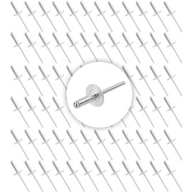 YKUKIZEE 100Pcs Large Flange Blind Rivets 4.8 X 16mm, Dome Rivets, Aluminium Pop Rivet for Metal Tinplate Fastening Joining Plate Pipe Tube